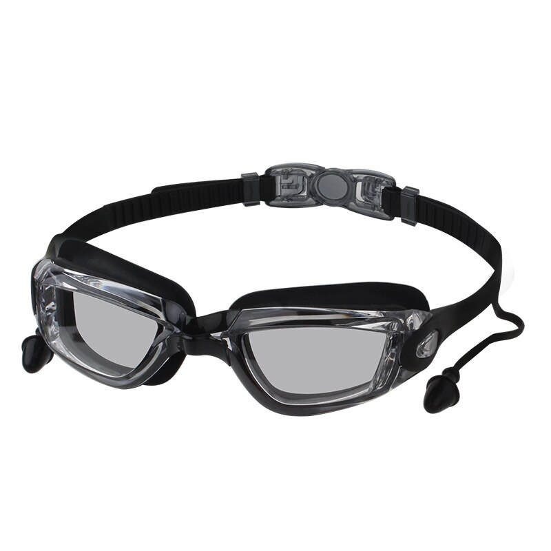 Mosodo Schwimmen Brille mit Ohrstöpsel Anti-Nebel Einstellbare Schwimmen Gläser Männer Frauen Erwachsene Silikon Brillen Optische Tauchen Gläser: klar Schwarz