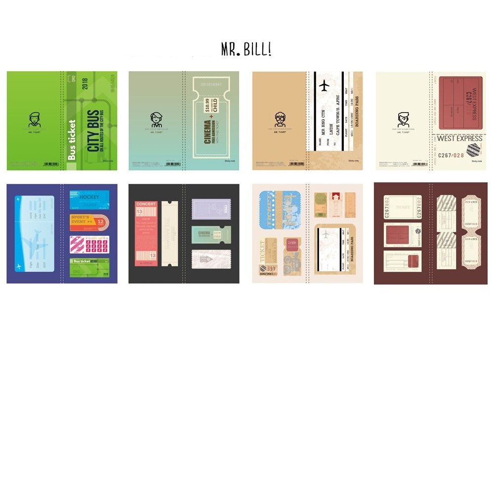 4 Stuks Retro Notebook Memo Pad Set Vintage Note Zwarte Kist Hall Of Fame Bill Historicus Briefpapier Kantoor Schoolbenodigdheden a6303: MR bill set