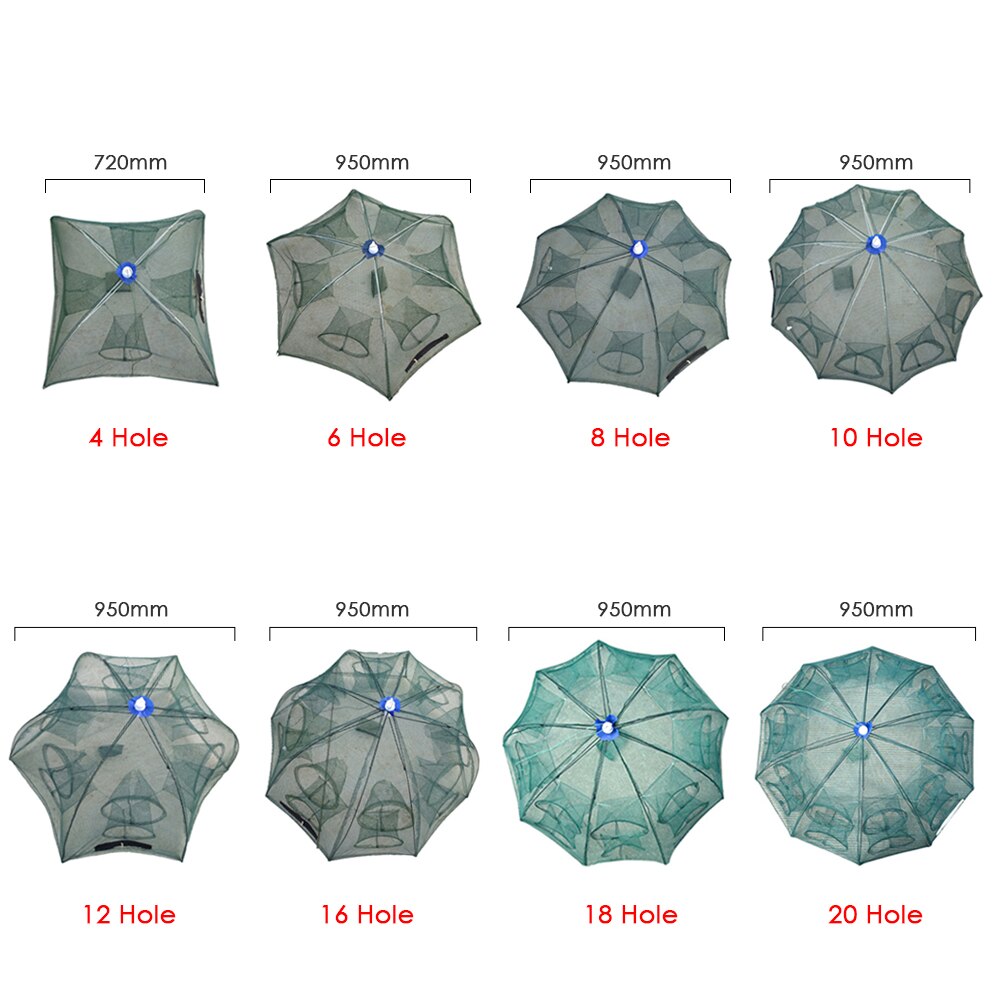 Automatic Fishing Net Trap Folded 4 6 8 12 16 18 20 Holes Automatic Fishing Shrimp Trap Fish Shrimp Crab Baits Pesca