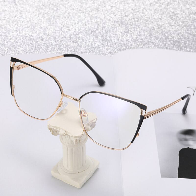 Kanspace Anti Blue Light Computer Eyewear Prescription Optical Vintage Metal Women Eyeglasses Cat Eye Glasses 82019