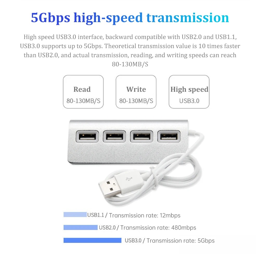 5Gbps High Speed USB 3.0 HUB 4/7Port USB 3.0 Port OTG Aluminum USB Splitter Docking Station Expander for Laptop Computer PC