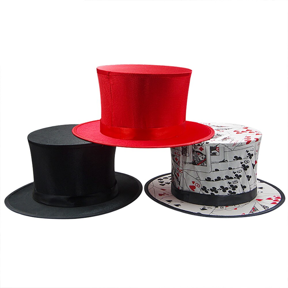 Sombrero mágico plegable de primavera, trípodes mágicos de sombrero superior, mago, productos que aparecen/desaparece, accesorios, accesorios, escenario, comedia