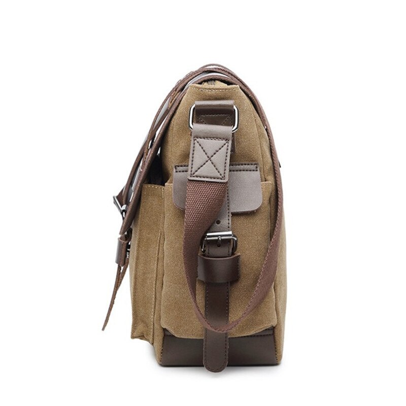 Canvas Handtas Mens Waterdichte Schoudertas Vintage Canvas Lederen Aktetassen 14 "Laptop Messenger Bags Grote P1009