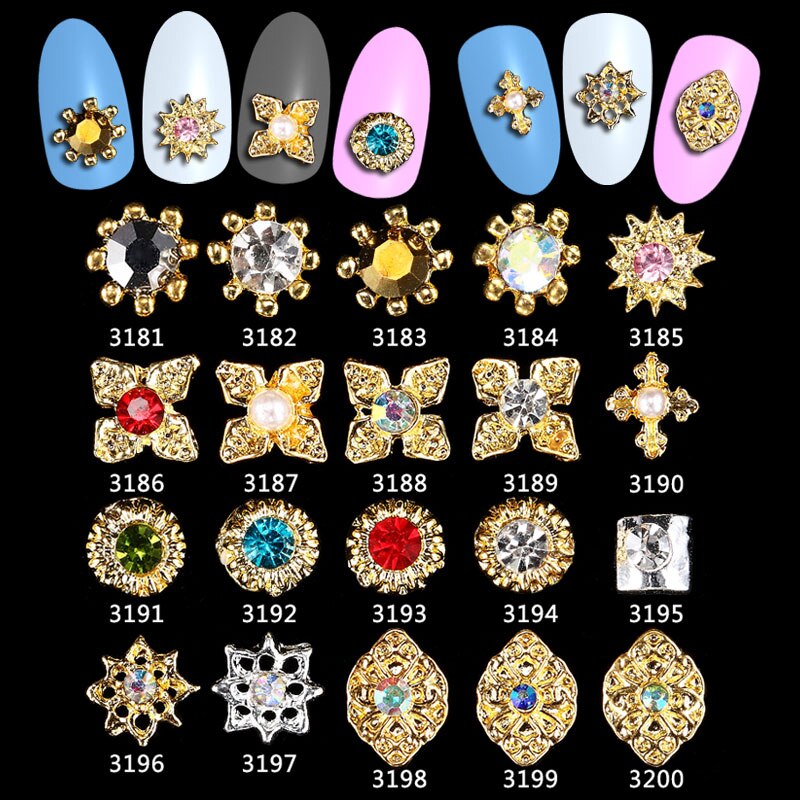 Top Nagels Strass Charmante Steentjes Nail Art Decoraties 100Pcs Kleurrijke Nagels Accessoires 3d Stenen **** 3181-3200