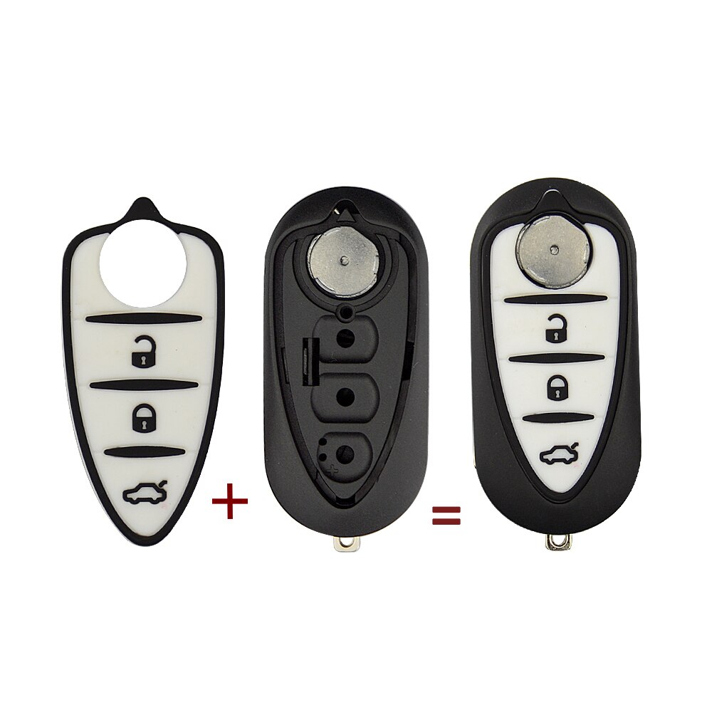 Okeytech 3 Knoppen Flip Vouwen Afstandsbediening Autosleutel Shell Voor Alfa Romeo Mito Giulietta159 Gta Vervangende Auto Sleutel Cover Ongesneden blade: White