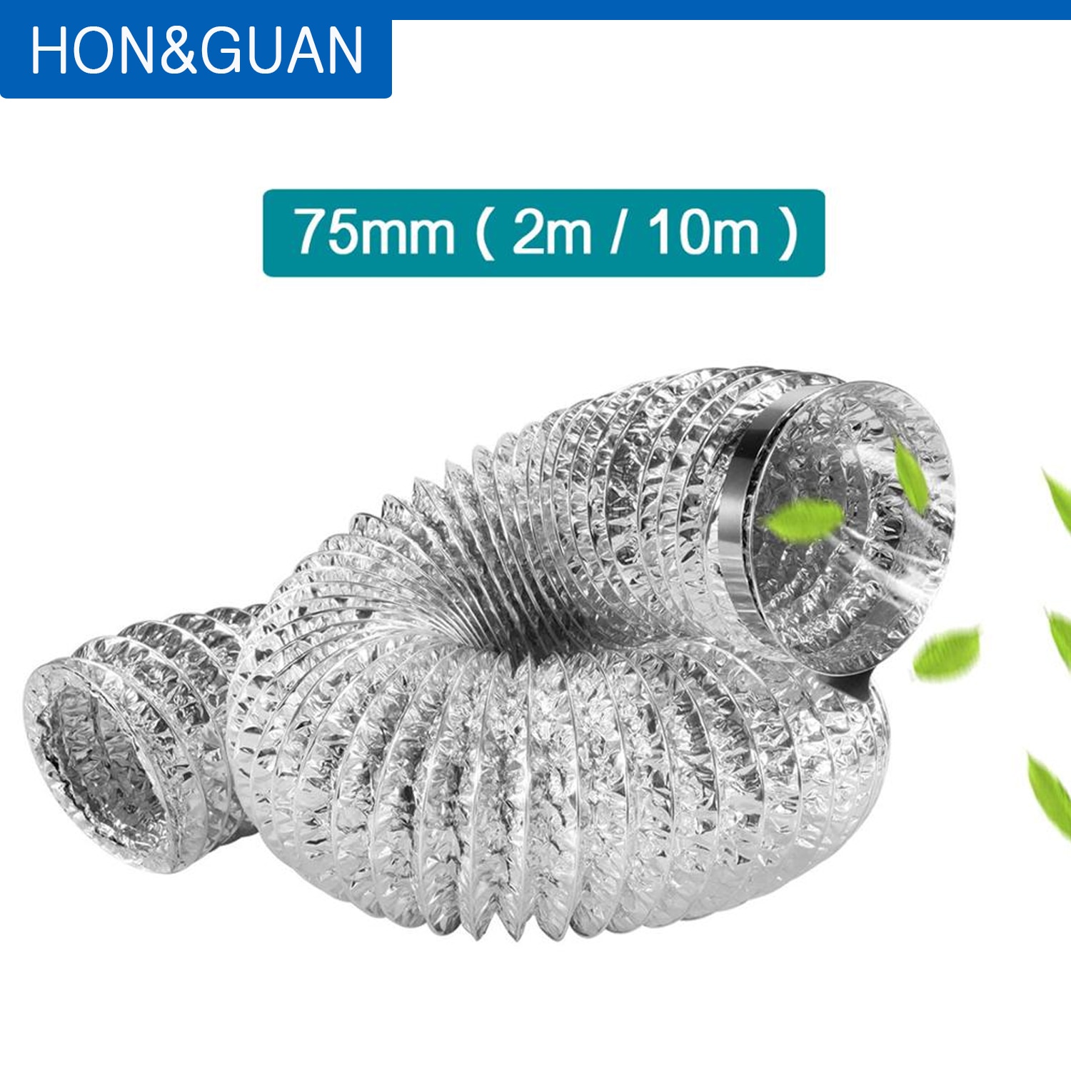 75mm Fan Ducted Vent 3 inch Double Aluminium Foil Ducting Hose Flexible Tube Air Duct Exhaust Pipe Kitchen Ventilation 2m 10m