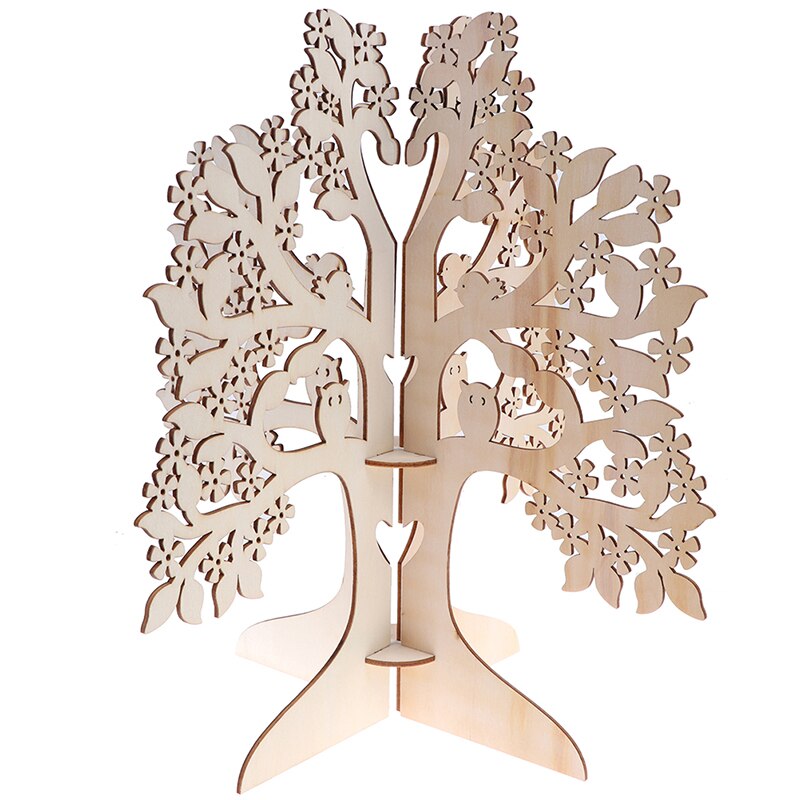 1 Juego de árbol de deseos de madera libro de invitados de boda árbol corazones colgante decoración para de boda