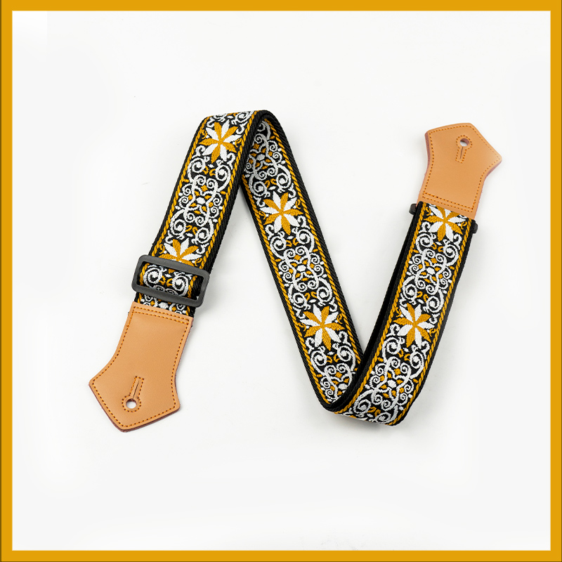 Guitar Strap for Folk Guitar, Bass, Acoustic Guitar, Electric Guitar, Unisex, Stylish, Leather, Cotton, Cross-Body Shoulder Strap: WHITE