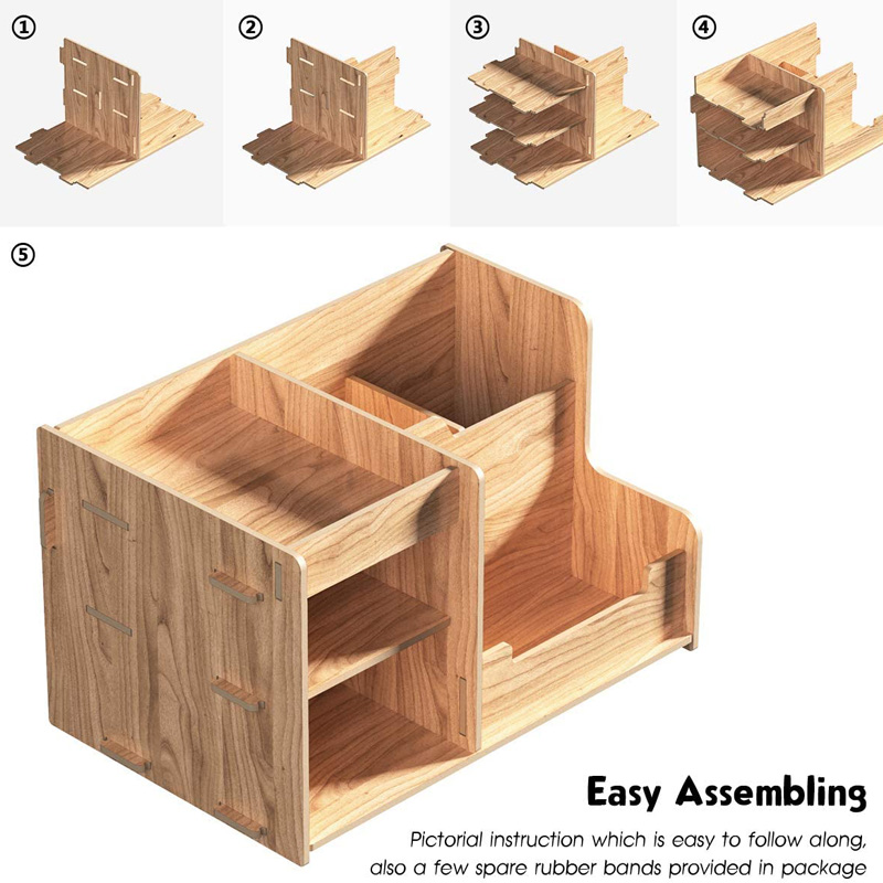 Pen holder Nordic ins storage box creativity office,desk stationery box wooden large capacity rack wooden book box
