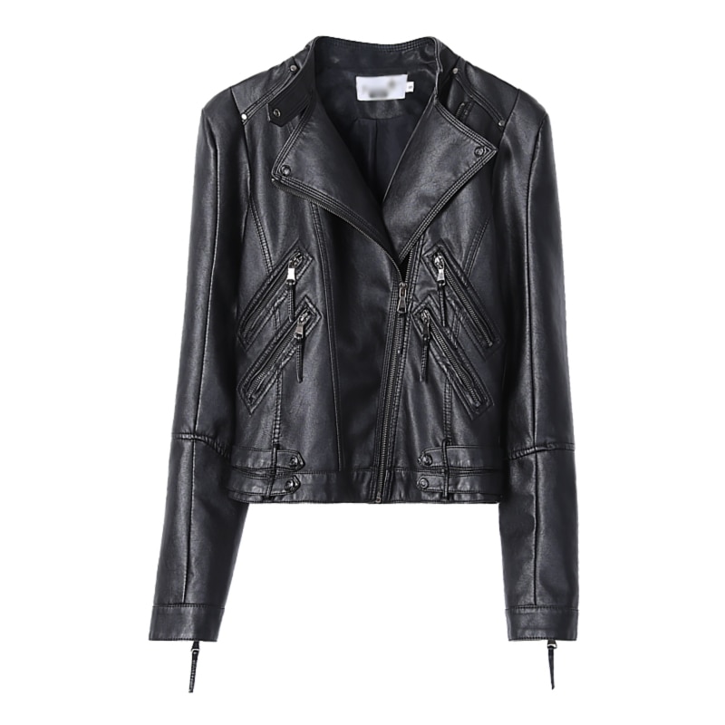 womens jackets plus size black leather jacket woman coat pu leather jacket lady short moto biker streetwear