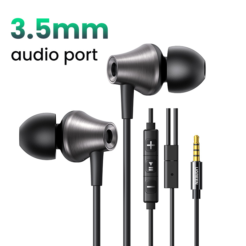 UGREEN Przewodowe słuchawki douszne USB typu C 3,5 mm z mikrofonem, przewodowe słuchawki douszne HiFi Stereo, dla większości z gniazdem 3,5 mm: Czerwony