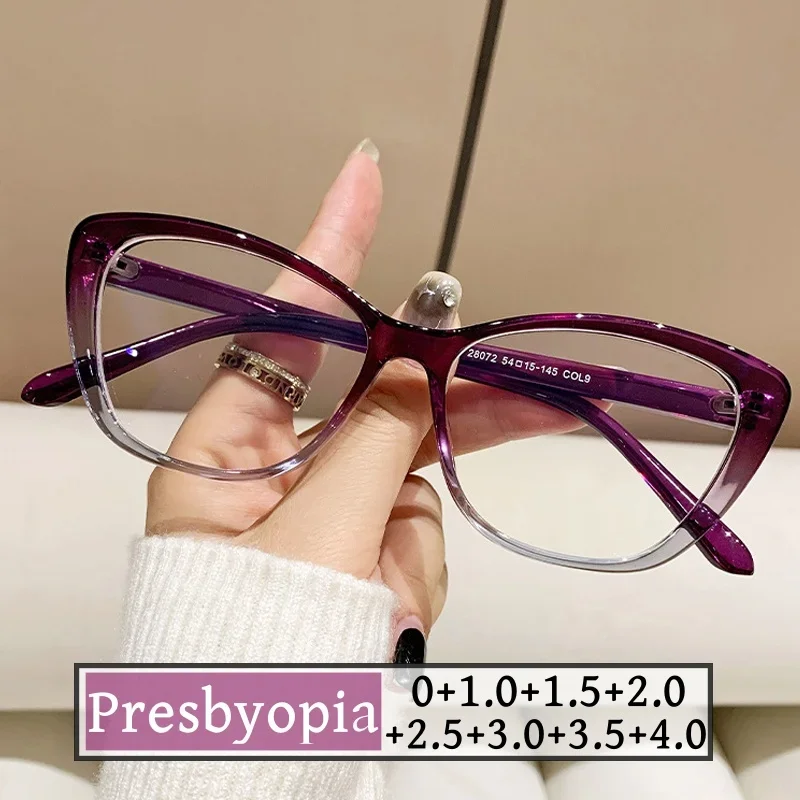 Cat eye presbyopie Bril voor Vrouwen Mannen Ultralichte ver Zicht Brillen Mode Recept lezen Brillen Dioptrie 0 Tot + 4.0
