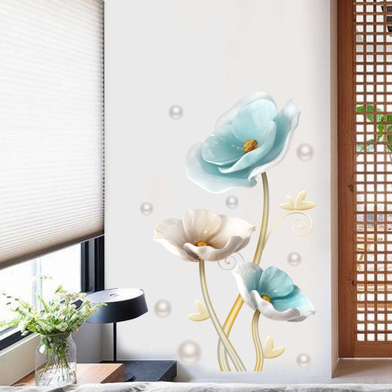 3D Flower Vinyl Wall Stickers Living Room Home Decor Bathroom Bedroom teenager Room Decoration Aesthetic Wallpaper: Style 5