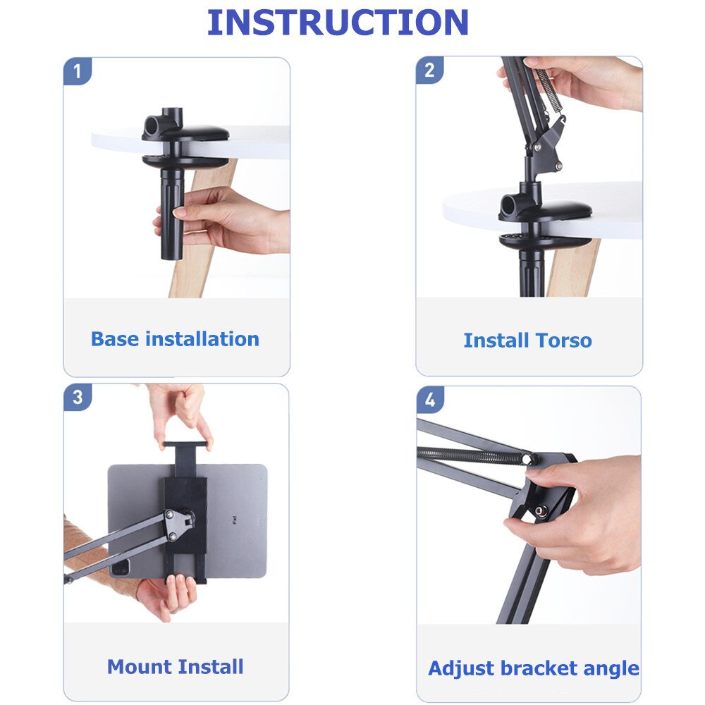 Supporto per telefono Tablet in metallo per Xiaomi Lenovo Samsung S7 Plus iPad Pro 12.9 supporto per telefono Tablet staffa regolabile da 4 a 13 pollici