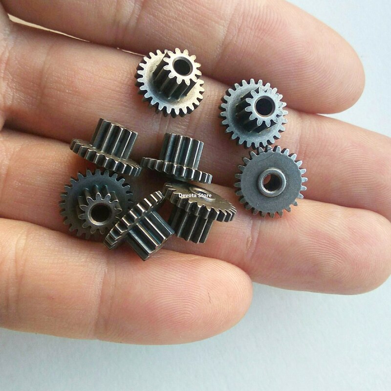 Metalen Dubbele Gear 0.5M 12T-24T 3Mm Gat (As Loose Fit) variabele Snelheid Reductiedrijfwerk