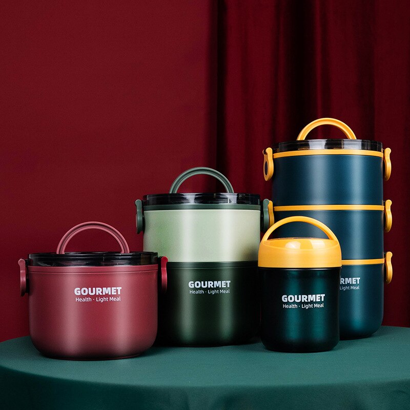 Stainless Steel Lunch Box Food Thermal Jar Insulated Soup Thermos BottlesDrinking Cup Bento Lunch Box Women Food Container
