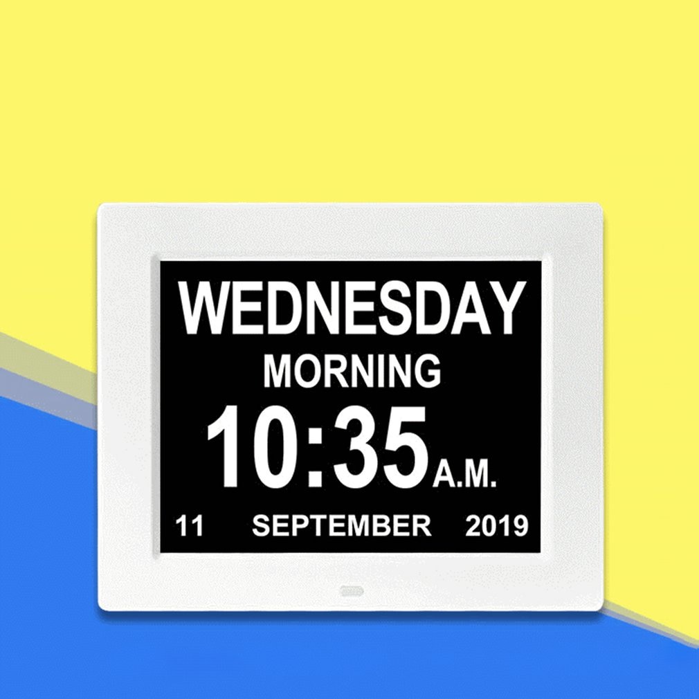Digital Calendar Alarm Day Home Clock Extra Large Memory Loss Daily Alarms Medicine Reminder for Seniors