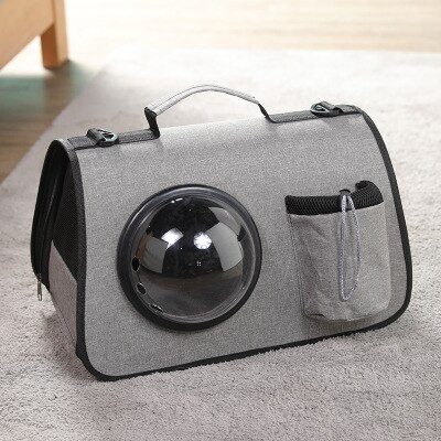 Expandable Pet Carrier, Portable Travel Bag, Breathable Mesh Design, Detachable Shoulder Strap for Cats, Small Dogs, Travel, Shopping 46x28x28cm Black Titanium1