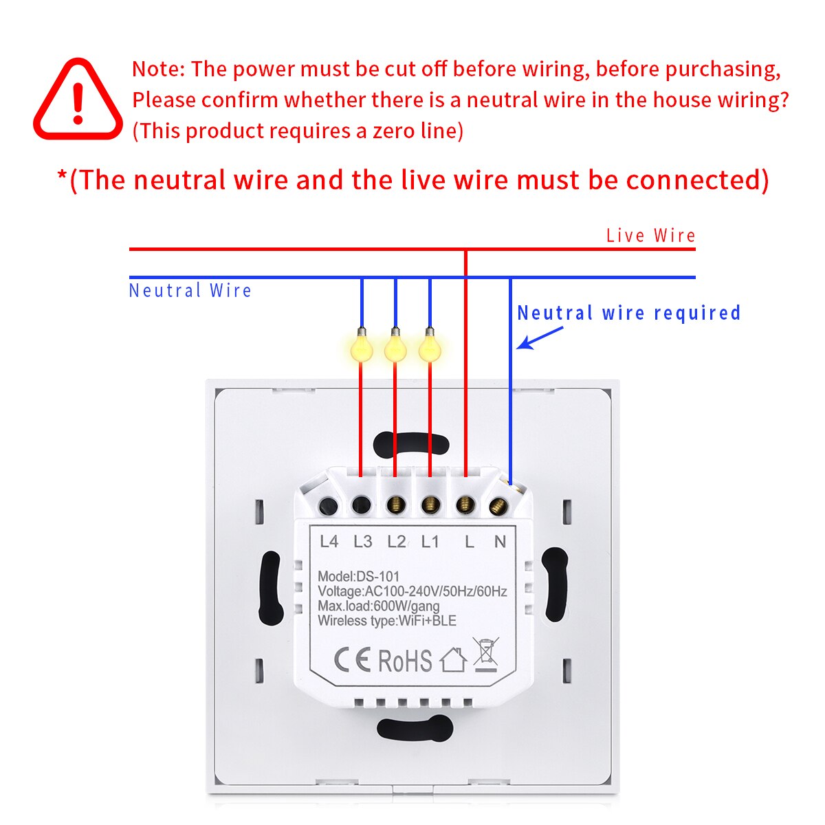 Smart Home Control Touch Switch inteligente Apple Homekit WIFI Switch EU US Standard Home Assistant 220V 110V Need Neutral Wire