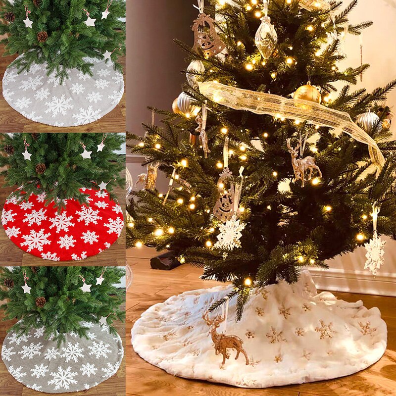 90/122Cm Pluche Kerstboom Rok Sneeuw Kunstmatige Bont Kerstboom Bodem Kussen Party Decor Navidad Xmas Tree base Cover