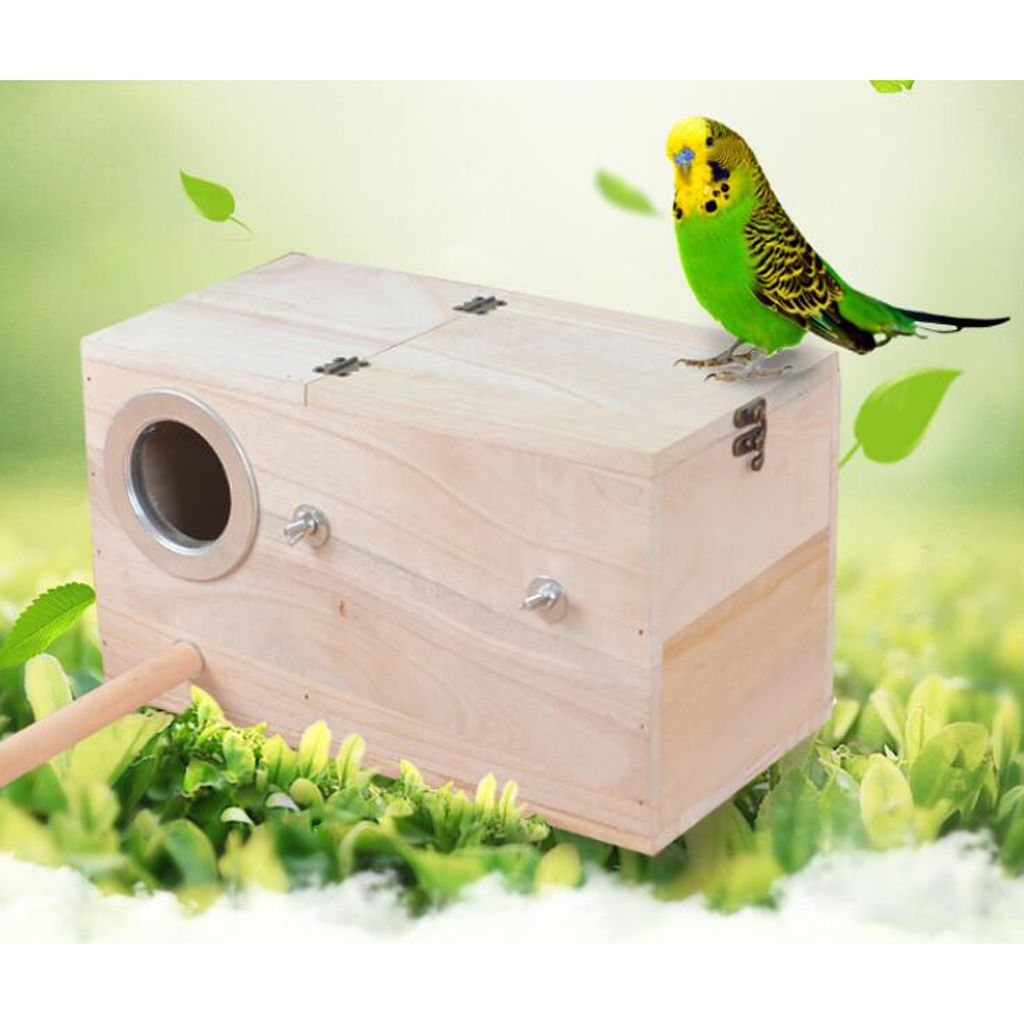 Wooden Wild Bird Nest Box Nesting Feeding Feeder Station House &amp; Stick