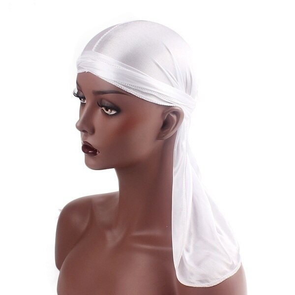 Silkeagtig pirat hat til mænd kvinder hovedbeklædning tørklæde blød kasket til hår: Hvid