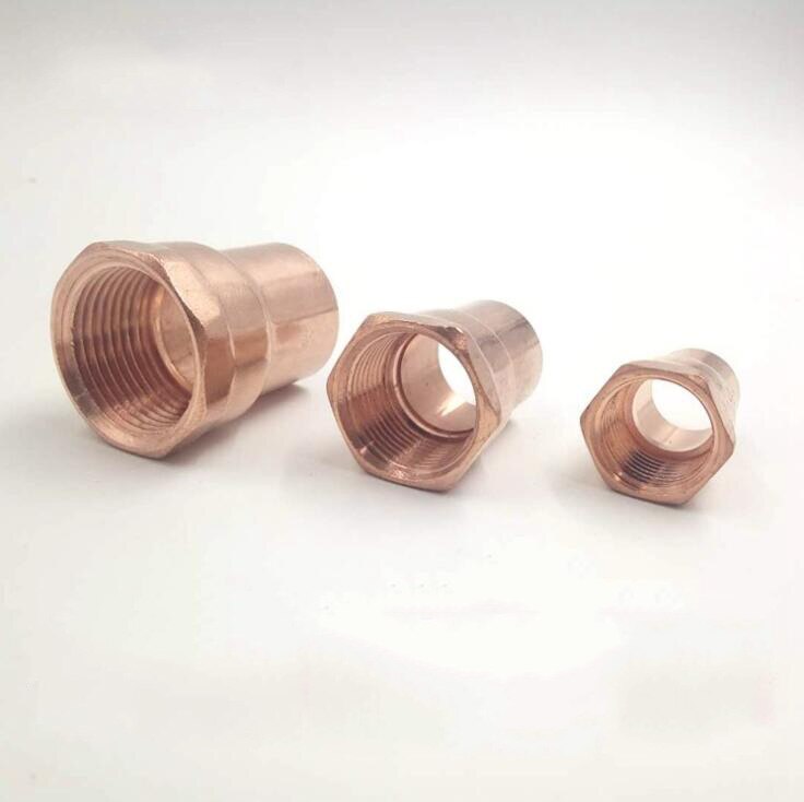 3 Pcs a Lot TP2 Copper NPT Purple Copper InternaThread Socket Welded Joint Water Pipe Air Conditioning American Fittings