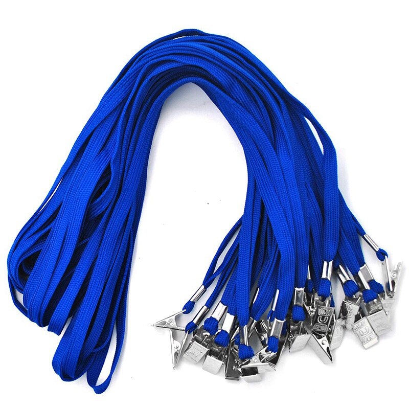 Lanyards 50 PCS Abzeichen Lanyards mit Clip Büro Neck Flache Groß Lanyard mit Abzeichen Bulldog Clip: Blue