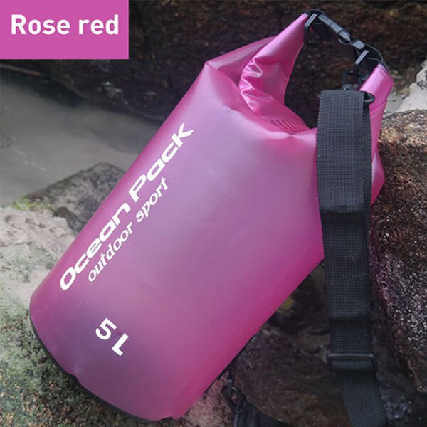 Clothes Storage Vacuum Waterproof Bag Beach Dry Bag Sack Waterproof Pouch Floating Dry Gear Bags for Boating Swimming: 5L Rose