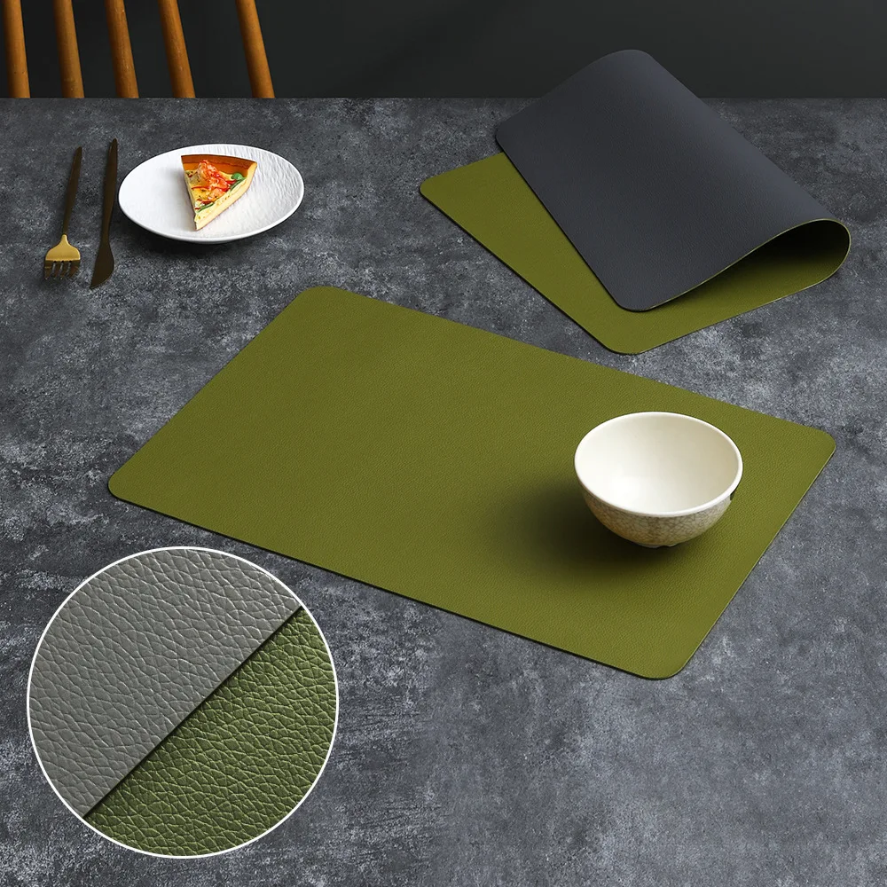 PVC Double-sided Leather Dining Table Mat, Desktop Decoration, Home Dining Plate Mat, Anti Slip Bowl Mat, Thermal Insulation Mat: M / Red