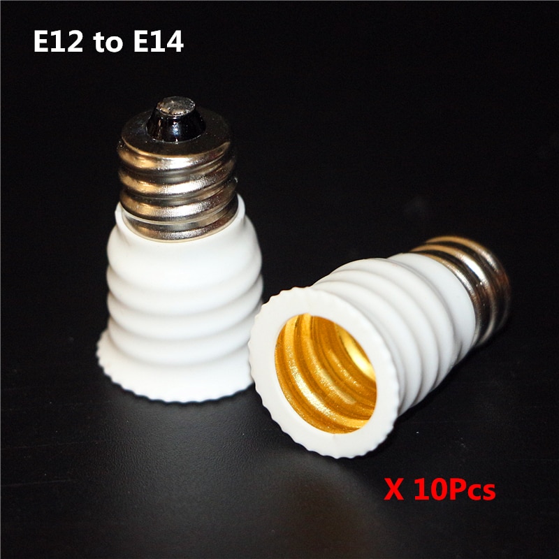 10 Stks/partij E12 naar E14 Wit Kleur Brandwerende ABS Materiaal Lamphouder Converter e12-e14 LED Lamp Licht Adapter Base