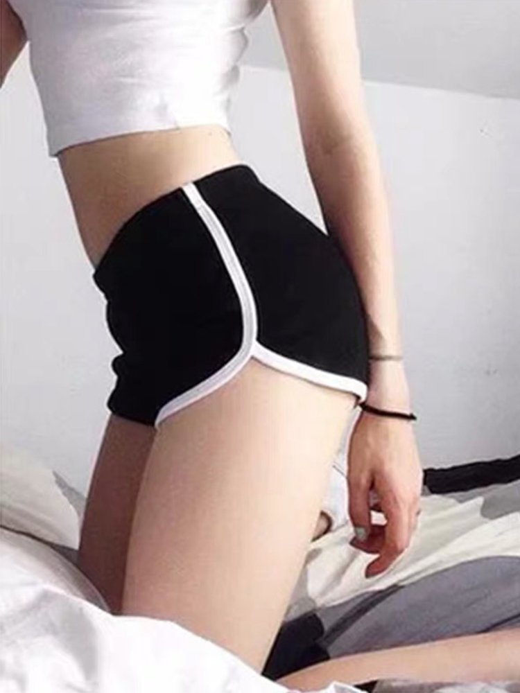 Pantalones cortos deportivos a rayas para mujer, pantalones cortos sueltos simples, pantalones cortos adelgazantes informales para mujer, cintura alta, monocromáticos, de verano