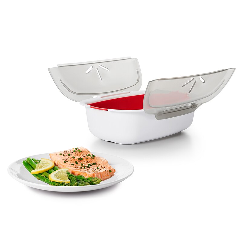 Food Grade Pp Dampende Schotel Magnetron Stoomboot Mand Vis Vlees Groenten Voedsel Steamer Keuken Kookgerei Thuis