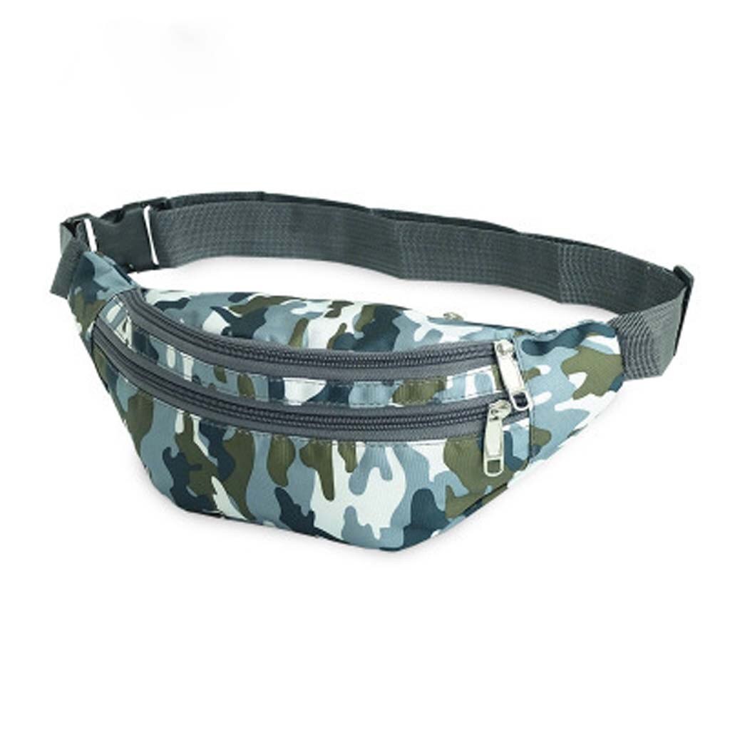 #25 skuldertaske unisex messenger taske camouflage sports skulder diagonal cross taske brystlommer talje taske taske: Grå