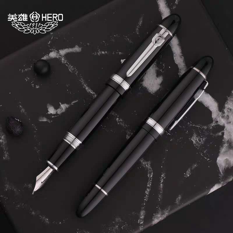 Hero 1060 Fountain Pen Metal Ink Pen Converter Filler Fine/Fude Nib Black Cap Stationery Office school supplies Business Writing