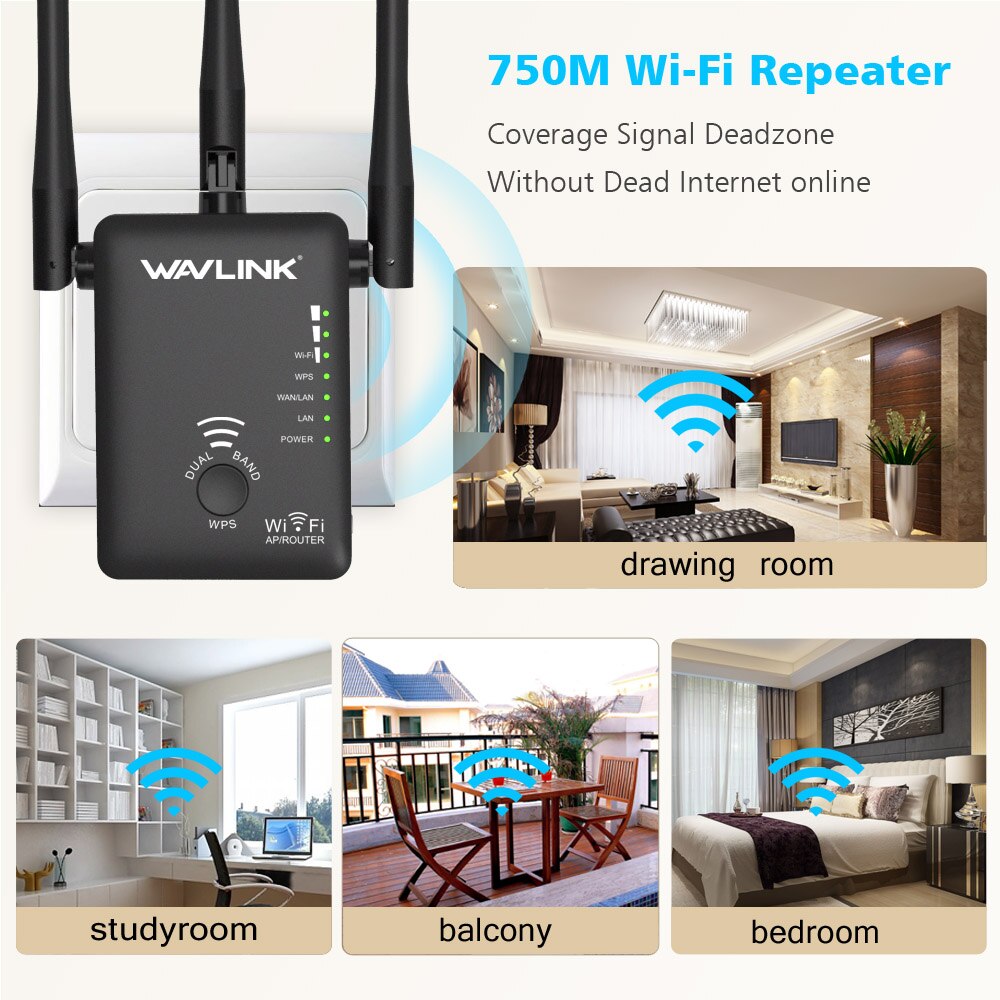 Wavlink wzmacniacz sygnału WiFi 750M wzmacniacz sieci ekspander router wypełniacz Roteador wzmacniacz Wifi 3 antena 802.11a/b/n punkt dostępu