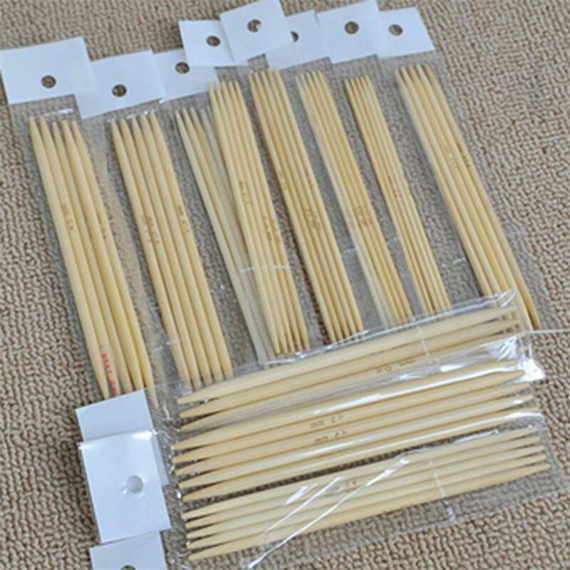 55 Pcs Double Pointed Bamboo Knitting Needles Sweater Glove Knit Tool Set