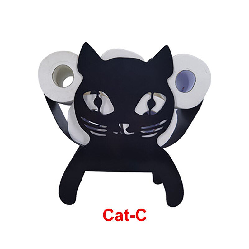 Creatieve Dier Vormige Zwart Ijzer Roll Papieren Handdoek Houder Kat Elanden Vee Varken Ambachten Badkamer Rack Ornamenten Toiletrolhouder: Cat Roll Holder