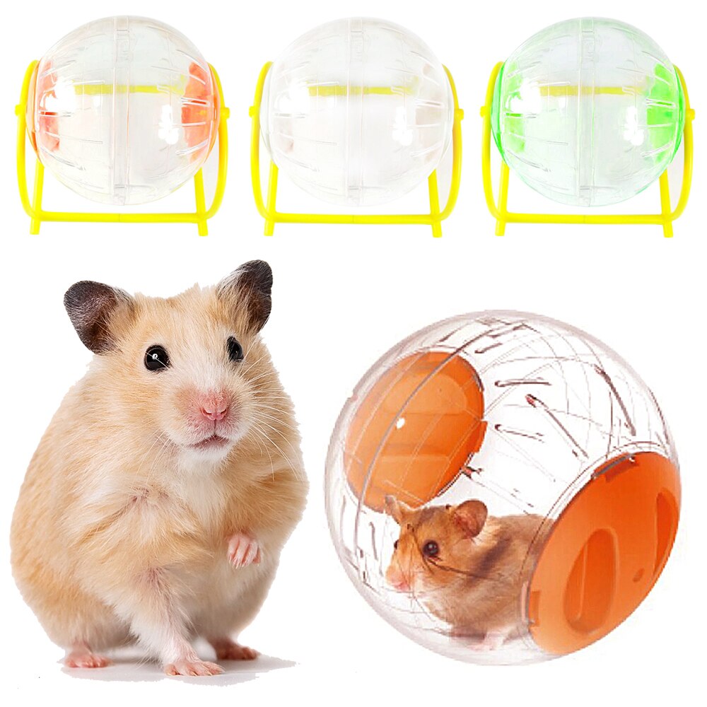Mini Bola de ejercicio transparente para hámster, juguete para hámster, jaula para trotar con soporte, suministros para mascotas, 12cm