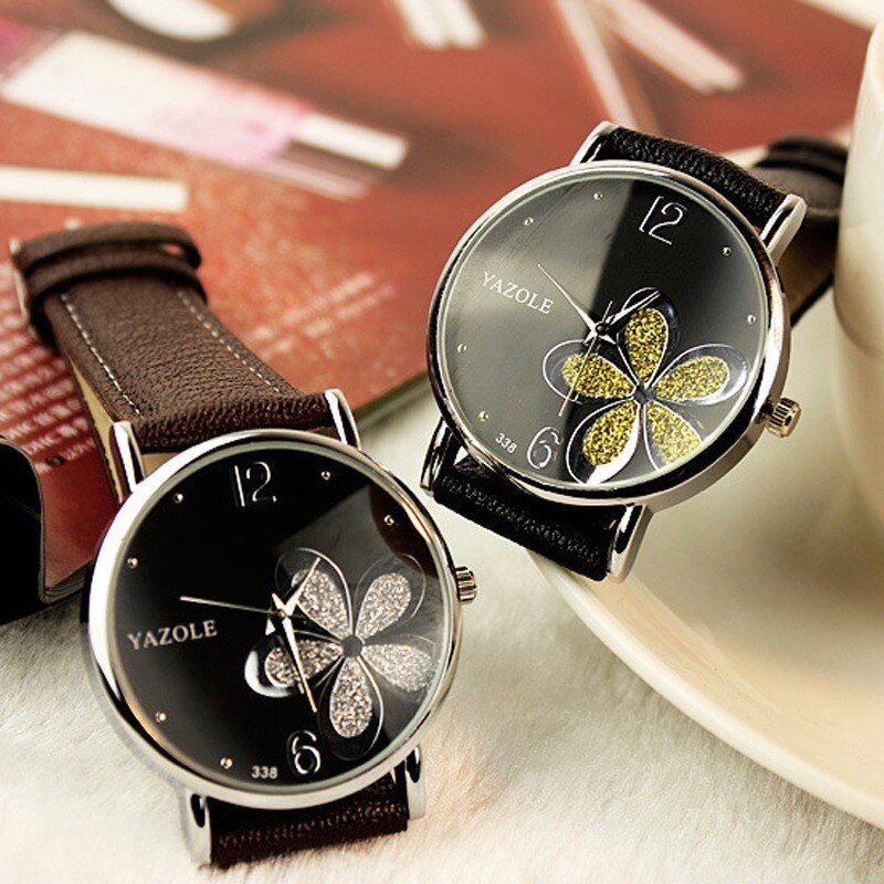 Watches Women Leather Strap Flower Female Clock Ladies Quartz Wrist Watch Montre Femme Relogio Feminino