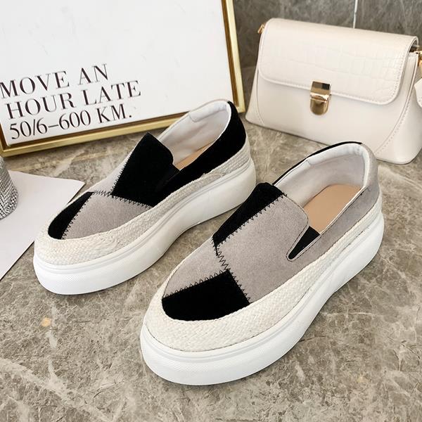 Ronde neus dames loafers schoenen instappers klompen platform gemengde kleuren damesschoenen herfst dames all-match casual: 1 / 37