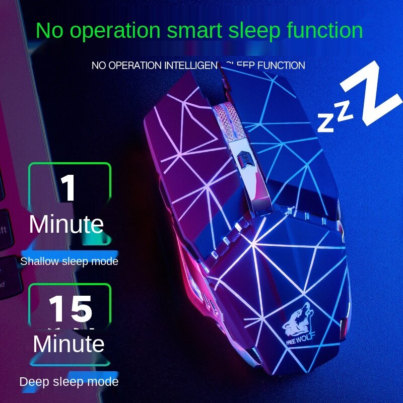 Liberty Wolf X11 Wireless Silent Mouse Rechargeable Luminous Mechanical Gaming Mouse 2.4G Wireless E-sports Gaming Mouse for PC