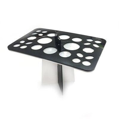 Estante de secado de brochas de maquillaje, soporte plegable para secador de brochas de maquillaje con 10 mallas, 26/14 agujeros: 26Holes-Black White