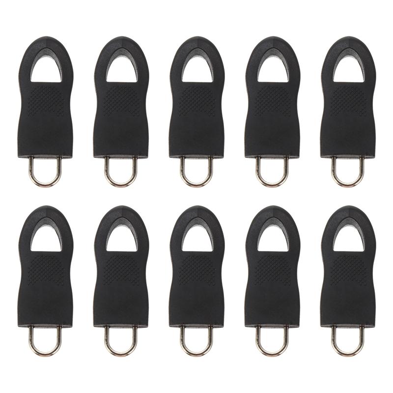 10 Uds cremallera fijadores cremallera de cuerpo de cremallera desmontable Pull Tab bolsa equipaje DIY Accesorios: black size8