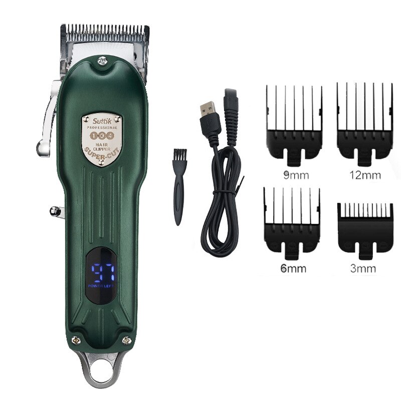 Barber Hair Clipper Trimmer Men Rechargeable Electric Finishing Cutting Machine Beard Shaver Cordless LCD Display: Blue