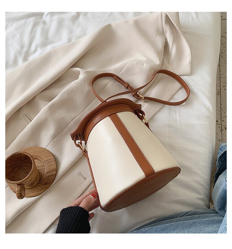 Einfache Umhängetasche Eimer Tasche Frühjahr Neue Stil retro Schulter Kapazität Große Tasche Hand tasche: braun