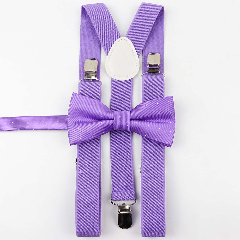 Einfarbig Mann der Gürtel Bowtie Set Männer Frauen Hosenträger Polyester Y-Back Hosenträger Stern Silber Punkt Fliege einstellbare Elastische: 10