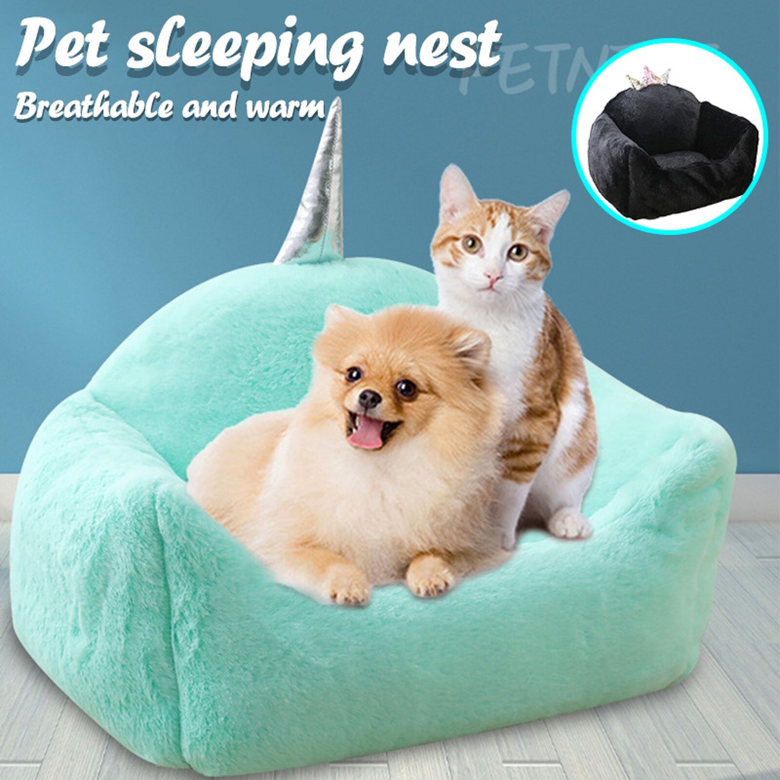 Accesorios para cama de Gato, casa de Gatos, forma de sofá, corona, grueso, para Mascotas pequeñas, almohadilla para dormir cálida para invierno