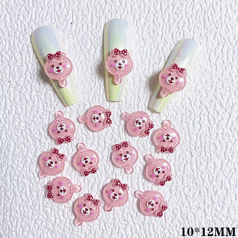 10 stks Cartoon Bunny Nail Art Charm 3D Snoep Kleur Hars Cartoon Dier Lollipop Nageldecoratie Korea Kawaii Nagelaccessoires: Ice Blue