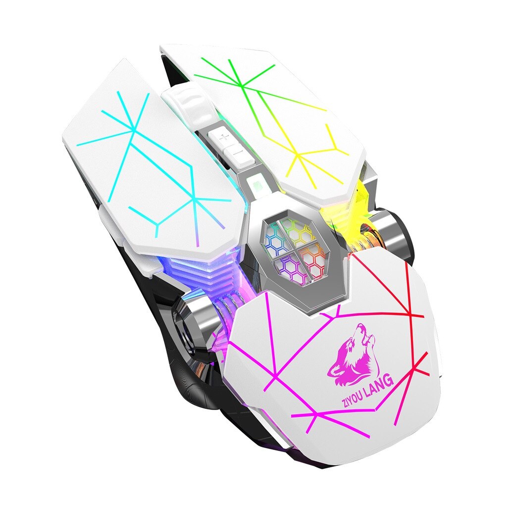 Wireless Rechargeable Game Mouse Mute Liquid-cooled Shining Mechanical Mice Mouse 2.4GHz Ergonomic Mice For Laptop PC Mouse#T2
